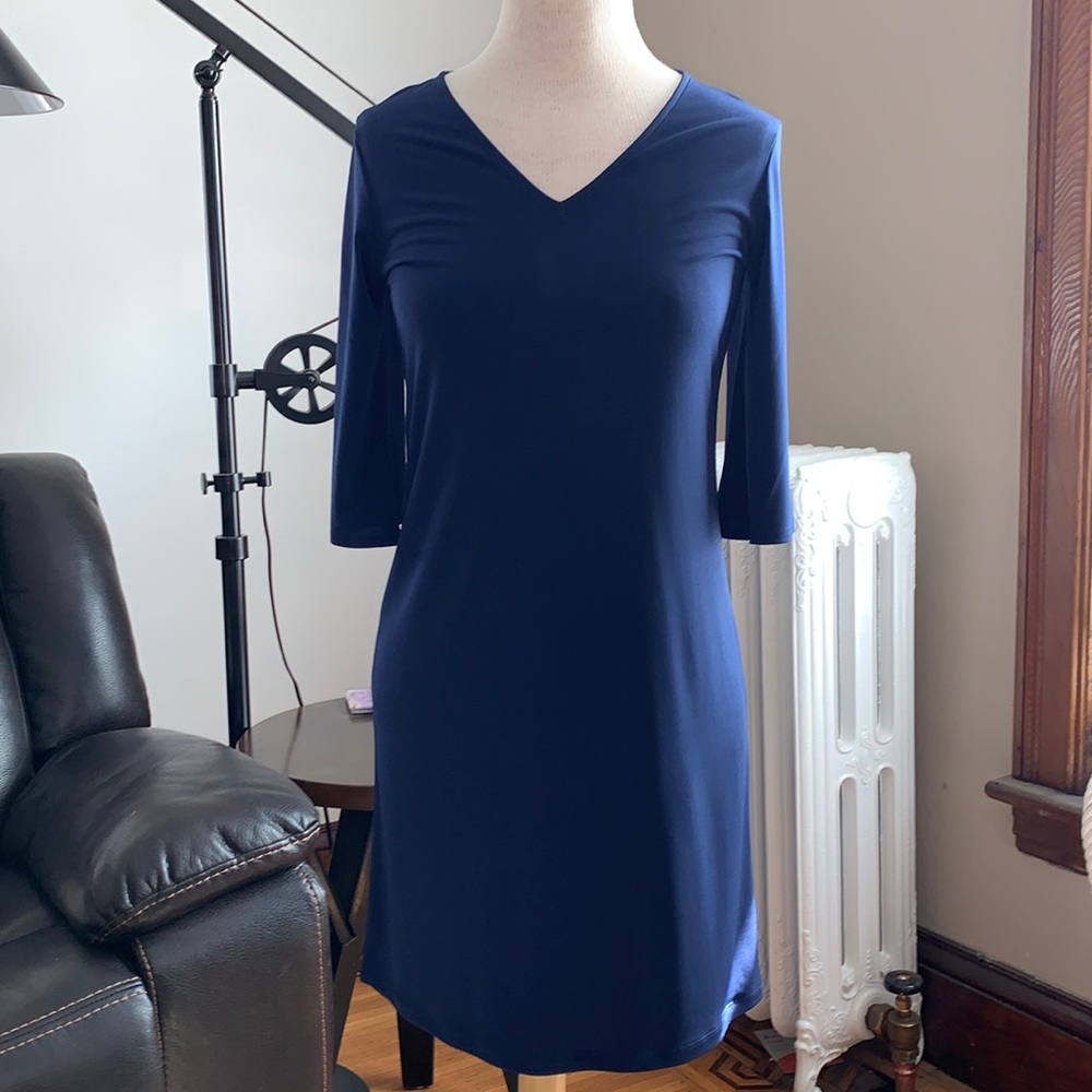 Little navy blue dress with gold accents by Michael Kors
